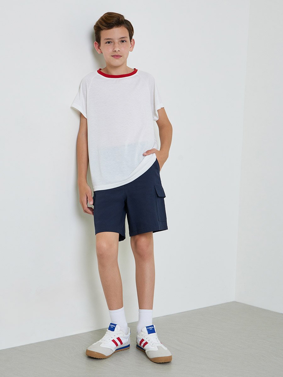 Boys Navy Cotton Woven Cargo Shorts