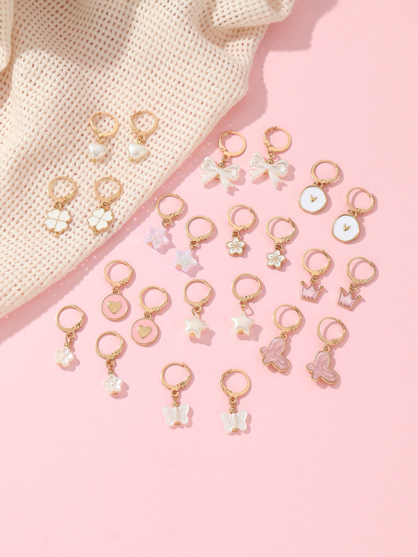 Girls Set of 12 - Butterfly Hoop Earrings