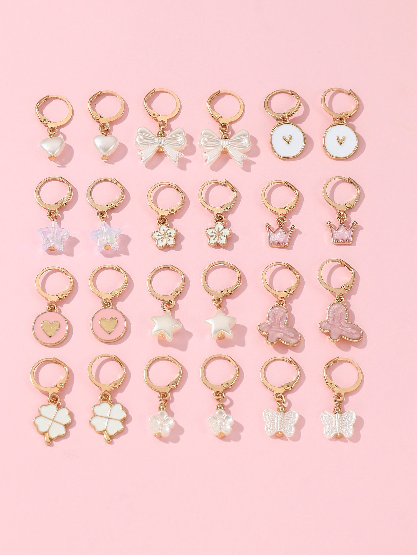 Girls Set of 12 - Butterfly Hoop Earrings