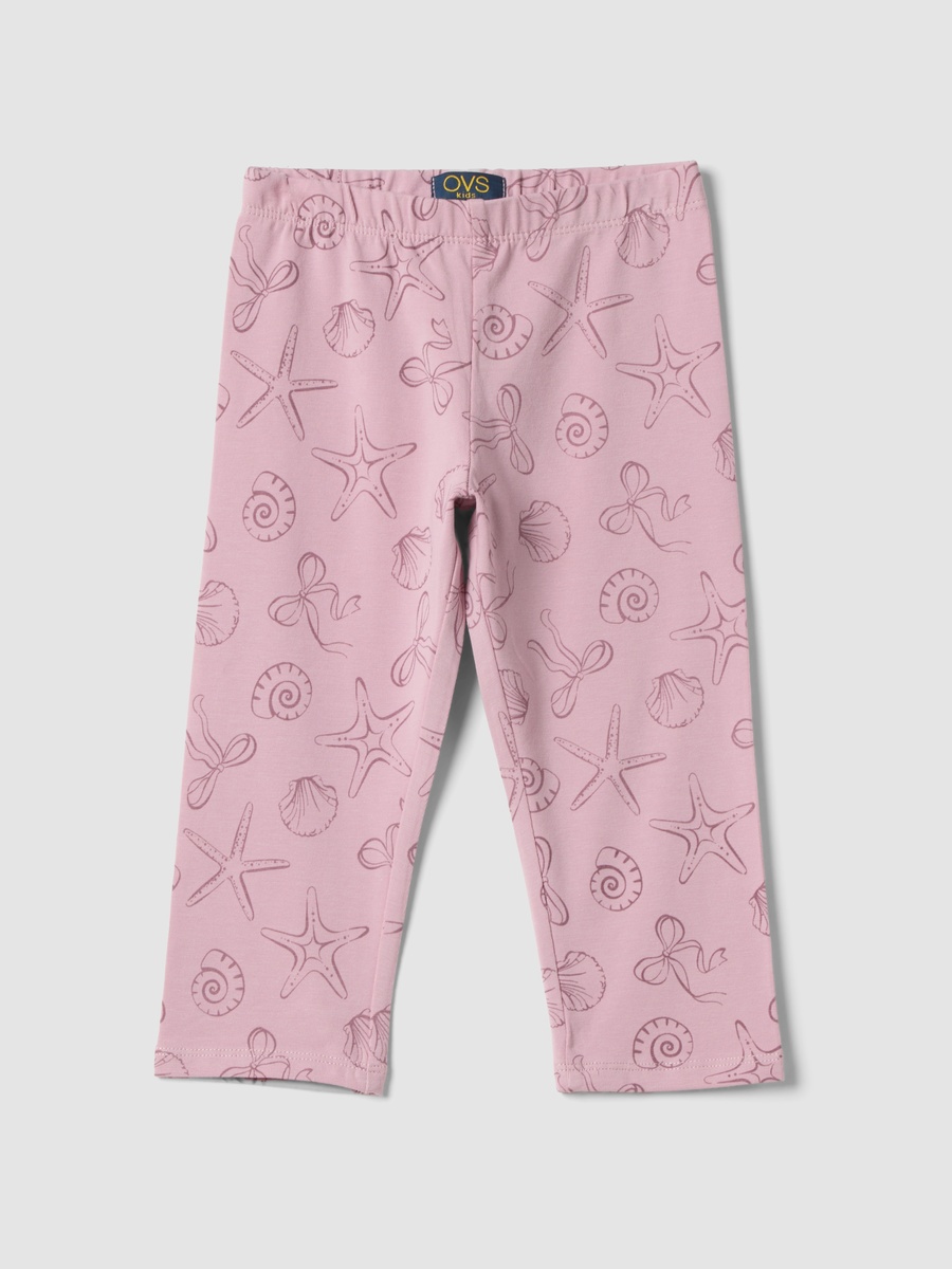 Girls Pink Cotton Skinny Leggings