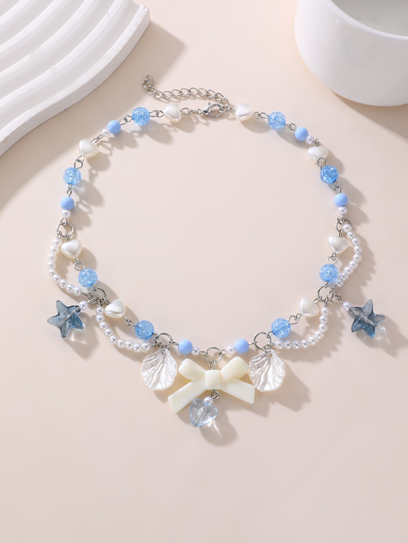 Girls Multi-Color Beaded Charm Necklace