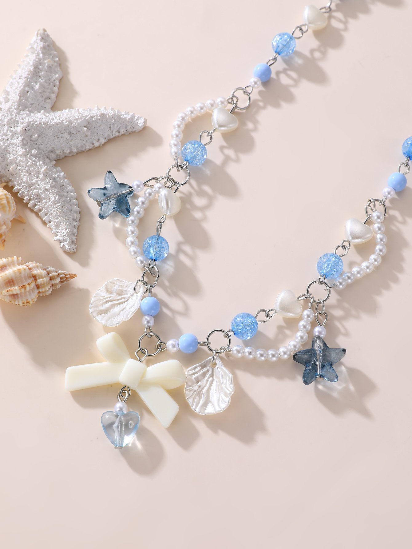 Girls Multi-Color Beaded Charm Necklace