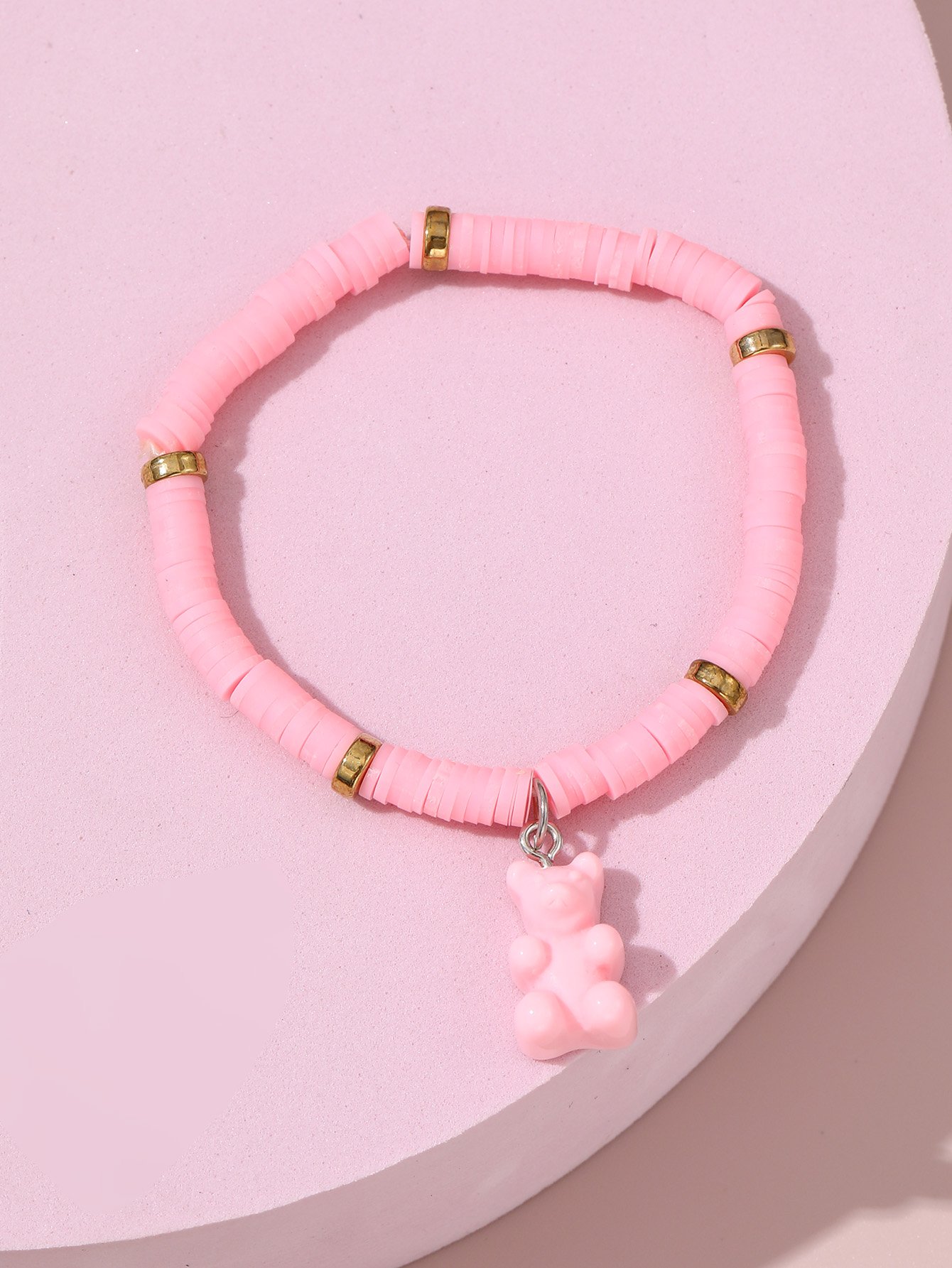 Light Pink Gummy Bear Charm Beaded Bracelet