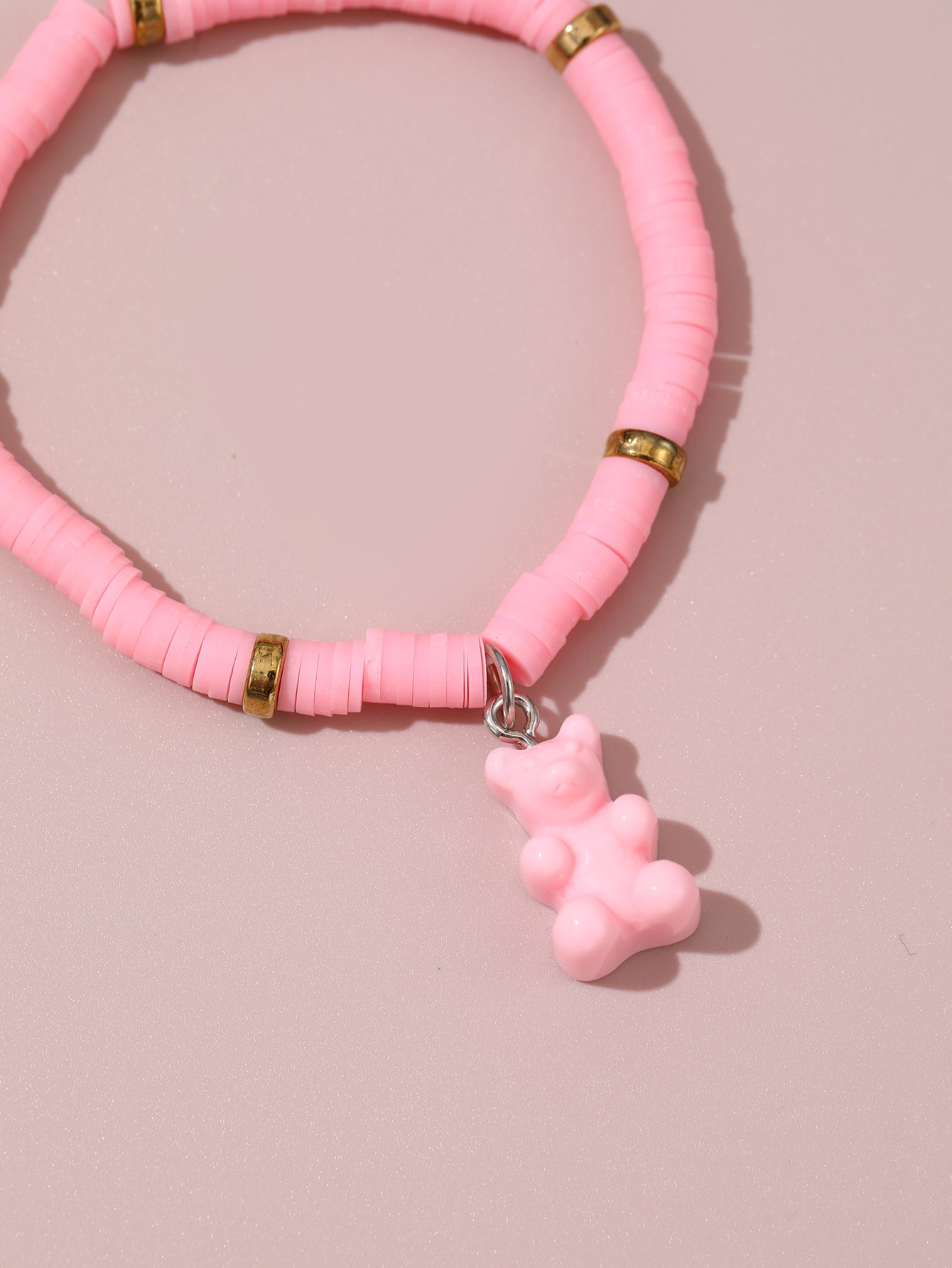 Light Pink Gummy Bear Charm Beaded Bracelet