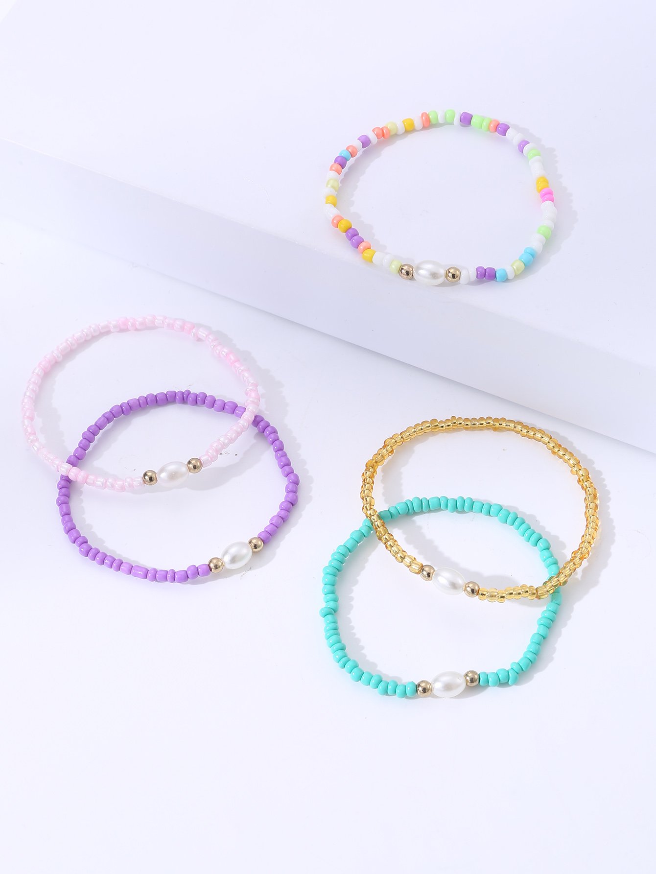 Pack of 5 - Girls Multi-Color Beaded Bracelets