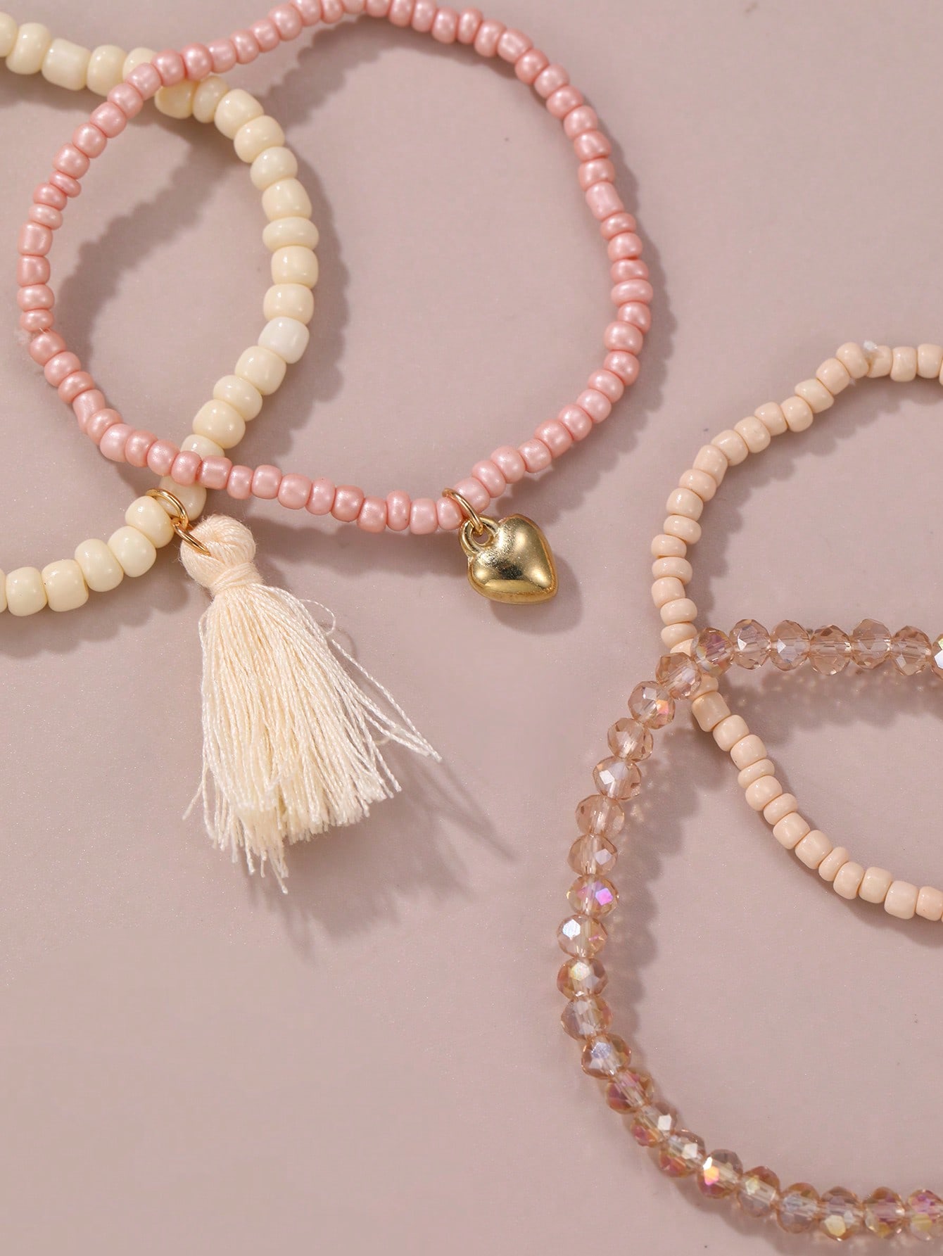 Pack of 6 - Girls Multi-Color Beaded and Chain Bracelets