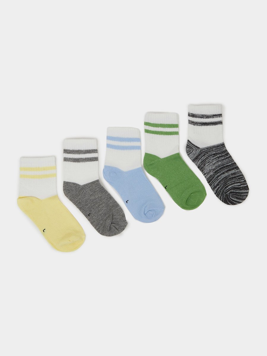 Pack of 5 - Girls Striped Cotton Blend Socks