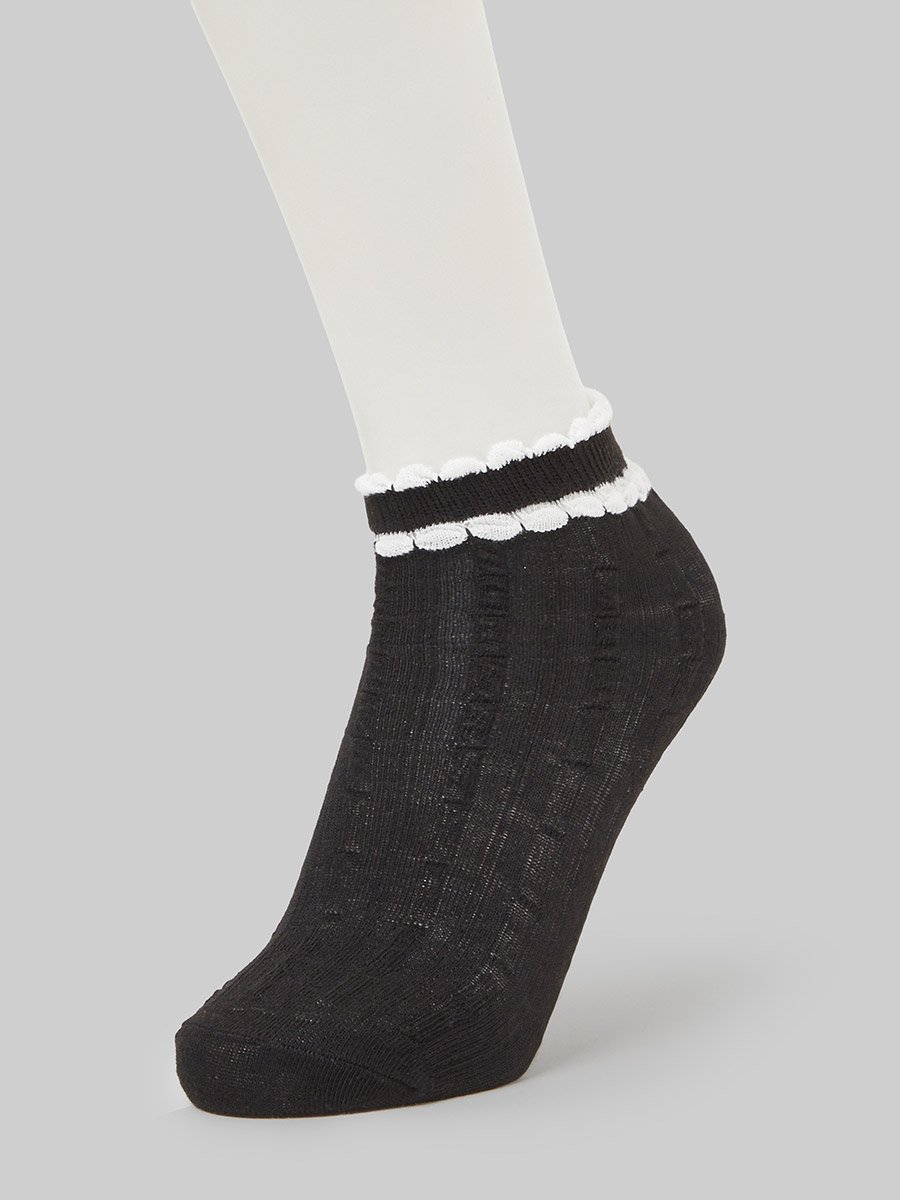Pack of 2 - Girls Scalloped Edge Detail Socks