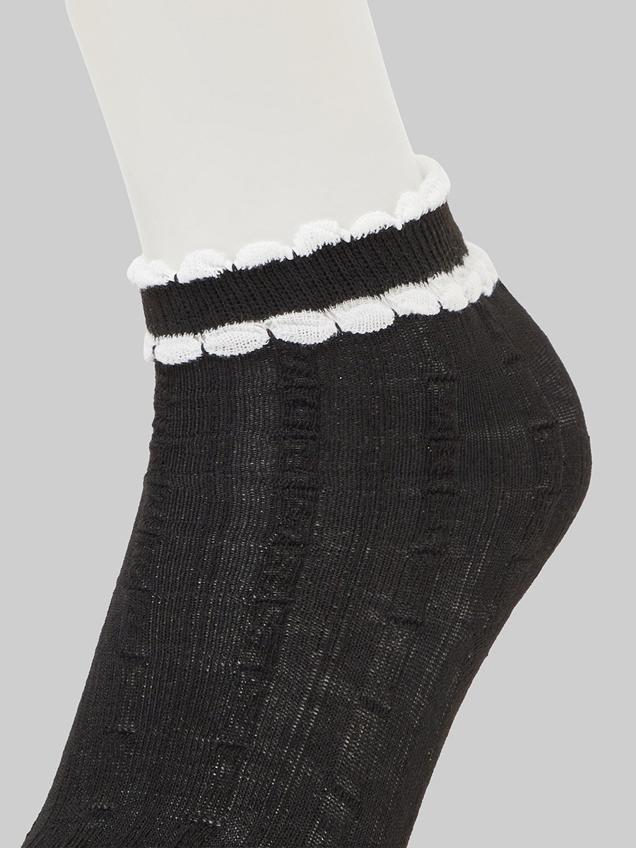 Pack of 2 - Girls Scalloped Edge Detail Socks
