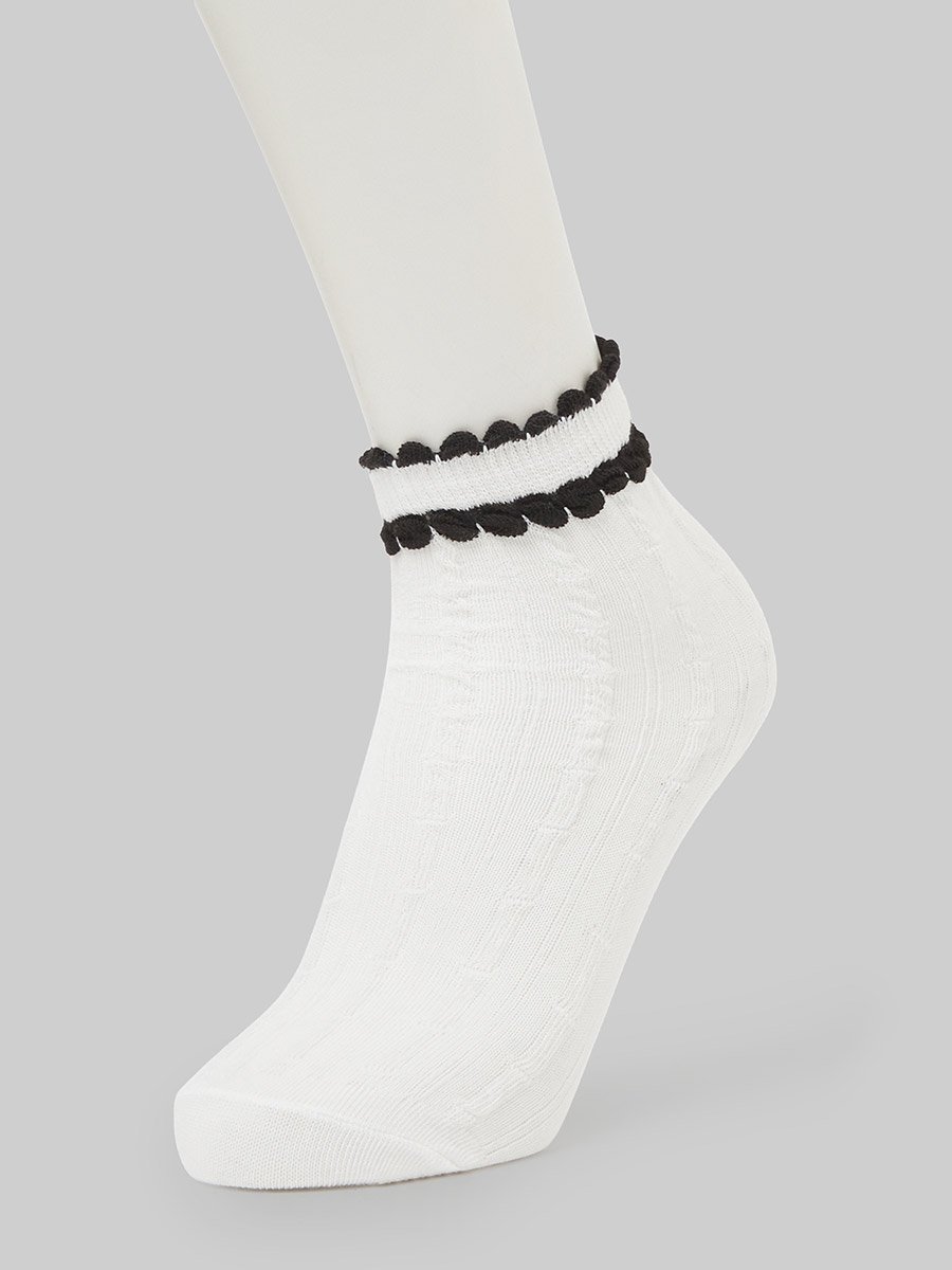 Pack of 2 - Girls Scalloped Edge Detail Socks