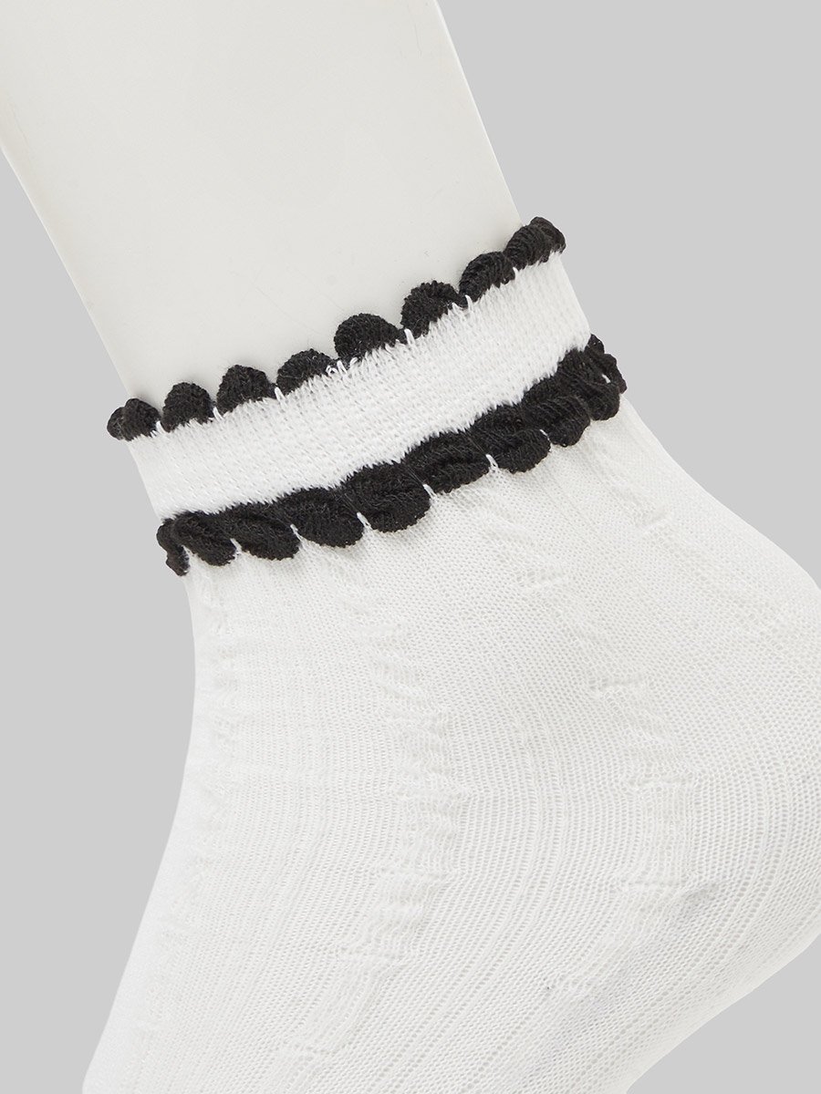 Pack of 2 - Girls Scalloped Edge Detail Socks
