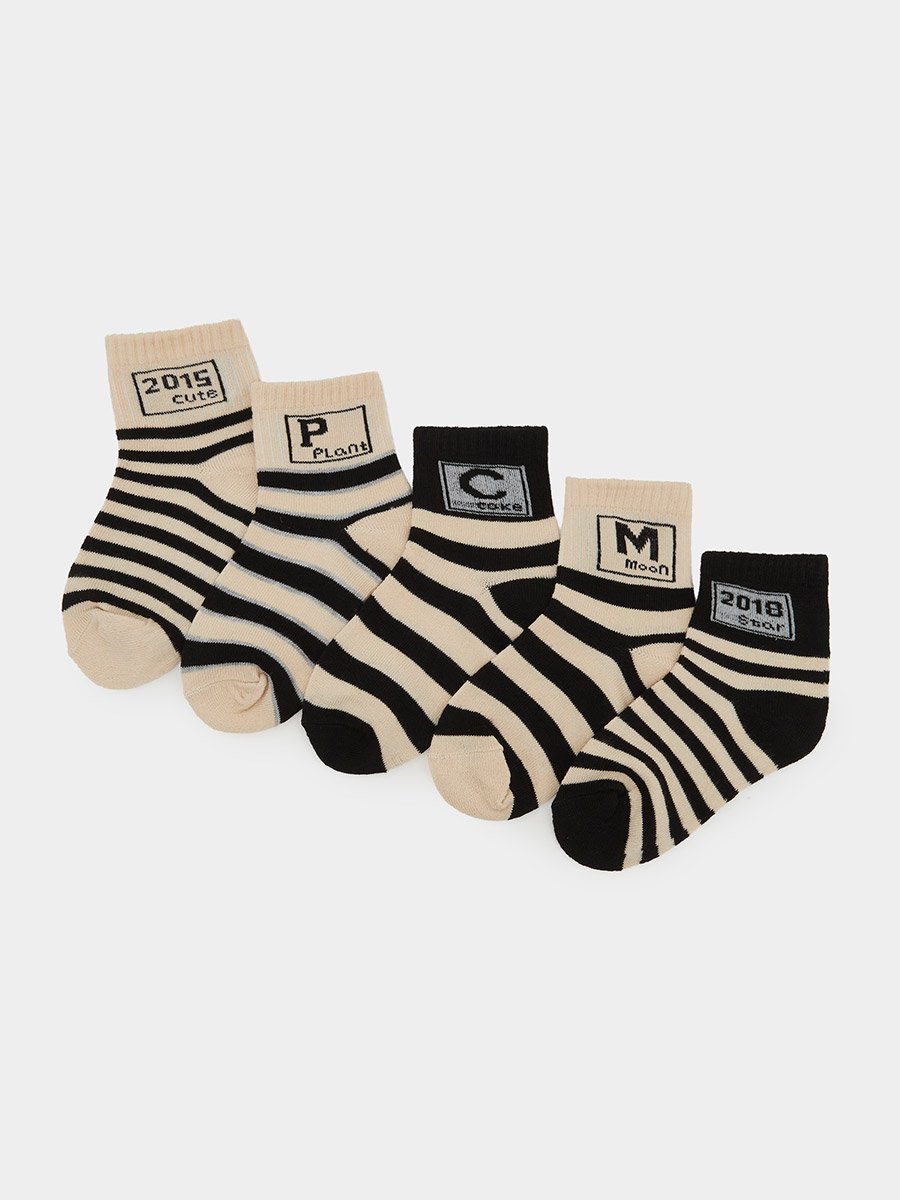 Pack of 5 - Boys Striped Cotton Blend Socks