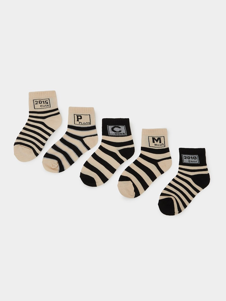 Pack of 5 - Boys Striped Cotton Blend Socks
