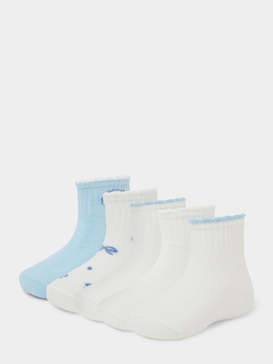 Girls Pack of 5 - Ribbed Ankle Socks
