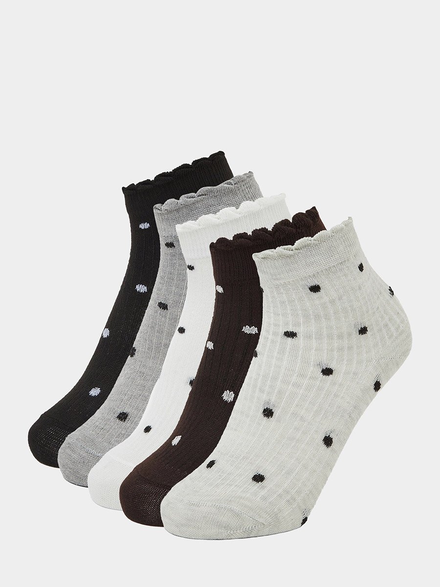 Girls Pack of 5 - Polka Dot Ankle Socks