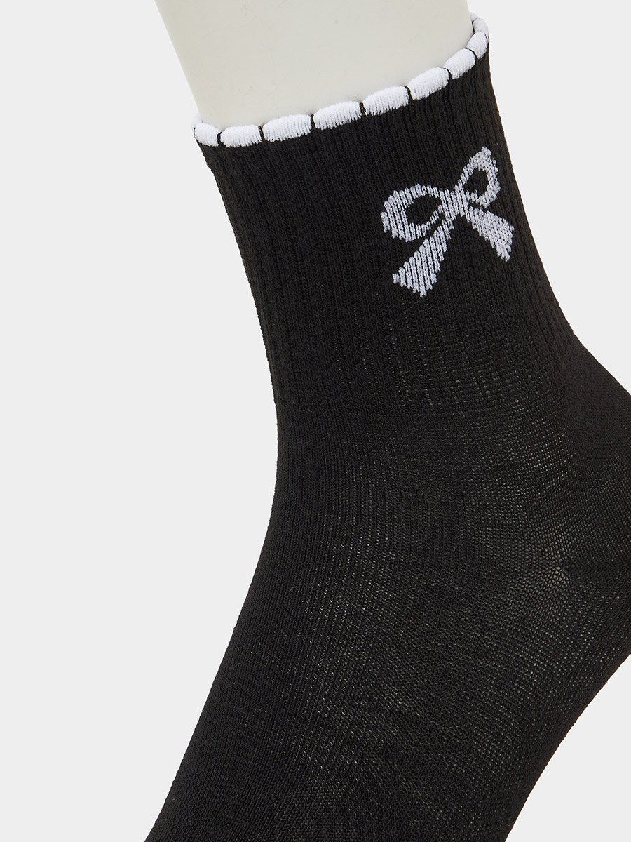 Girls Pack of 5 - Bow Detail Quarter Socks