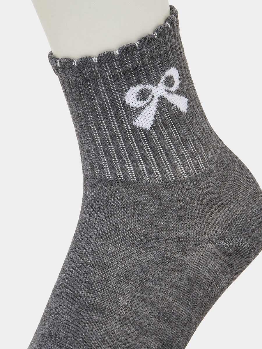 Girls Pack of 5 - Bow Detail Quarter Socks