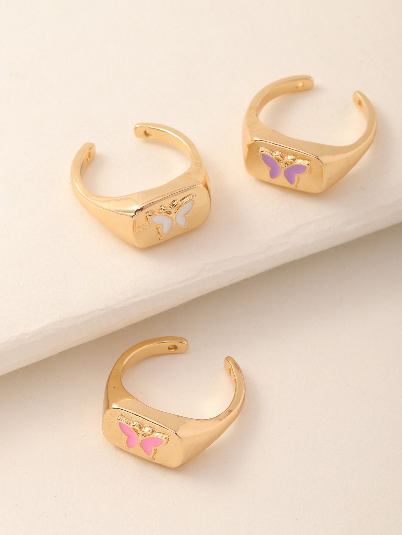 Girls Set of 3 - Butterfly Rings