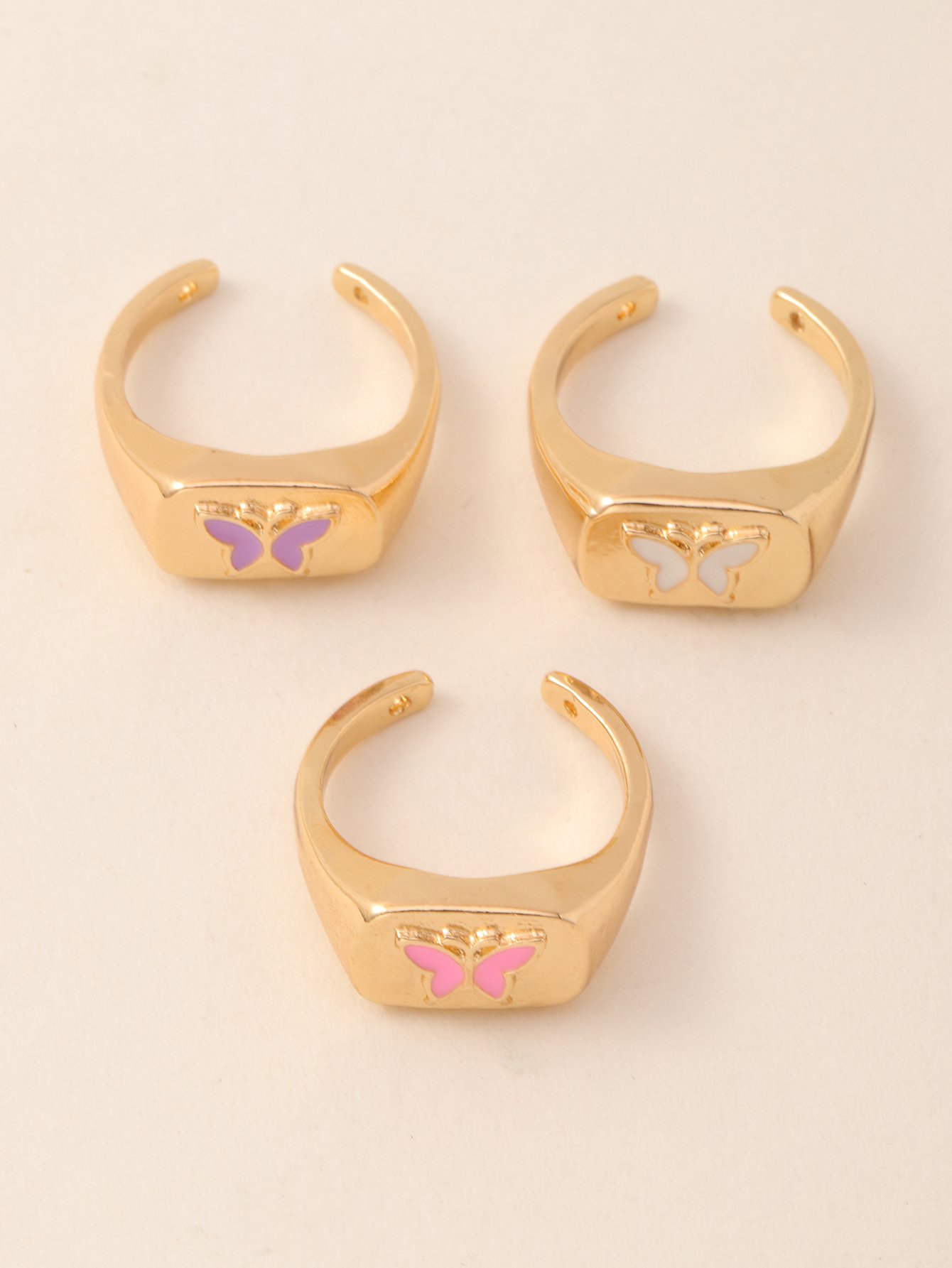 Girls Set of 3 - Butterfly Rings