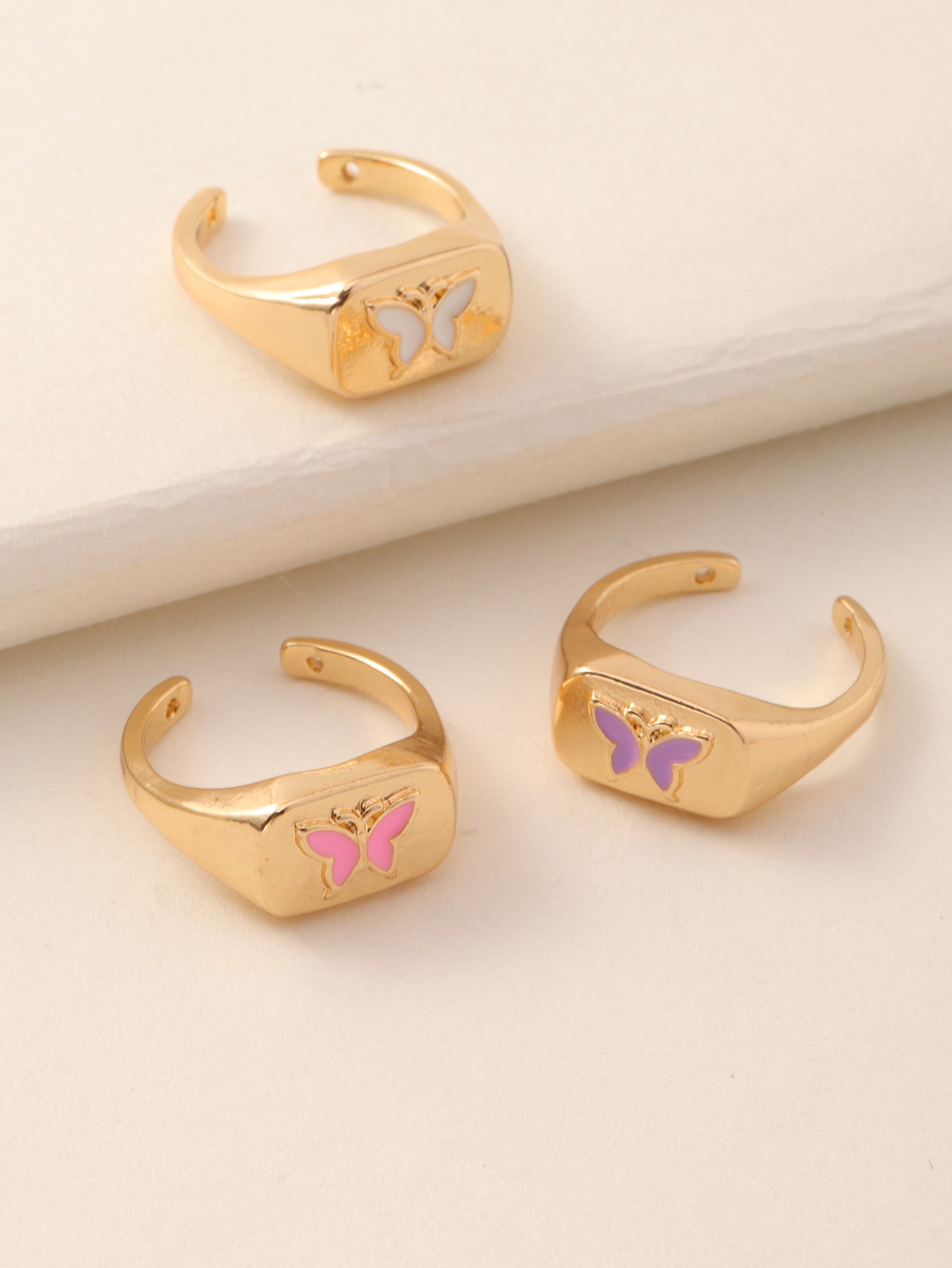 Girls Set of 3 - Butterfly Rings