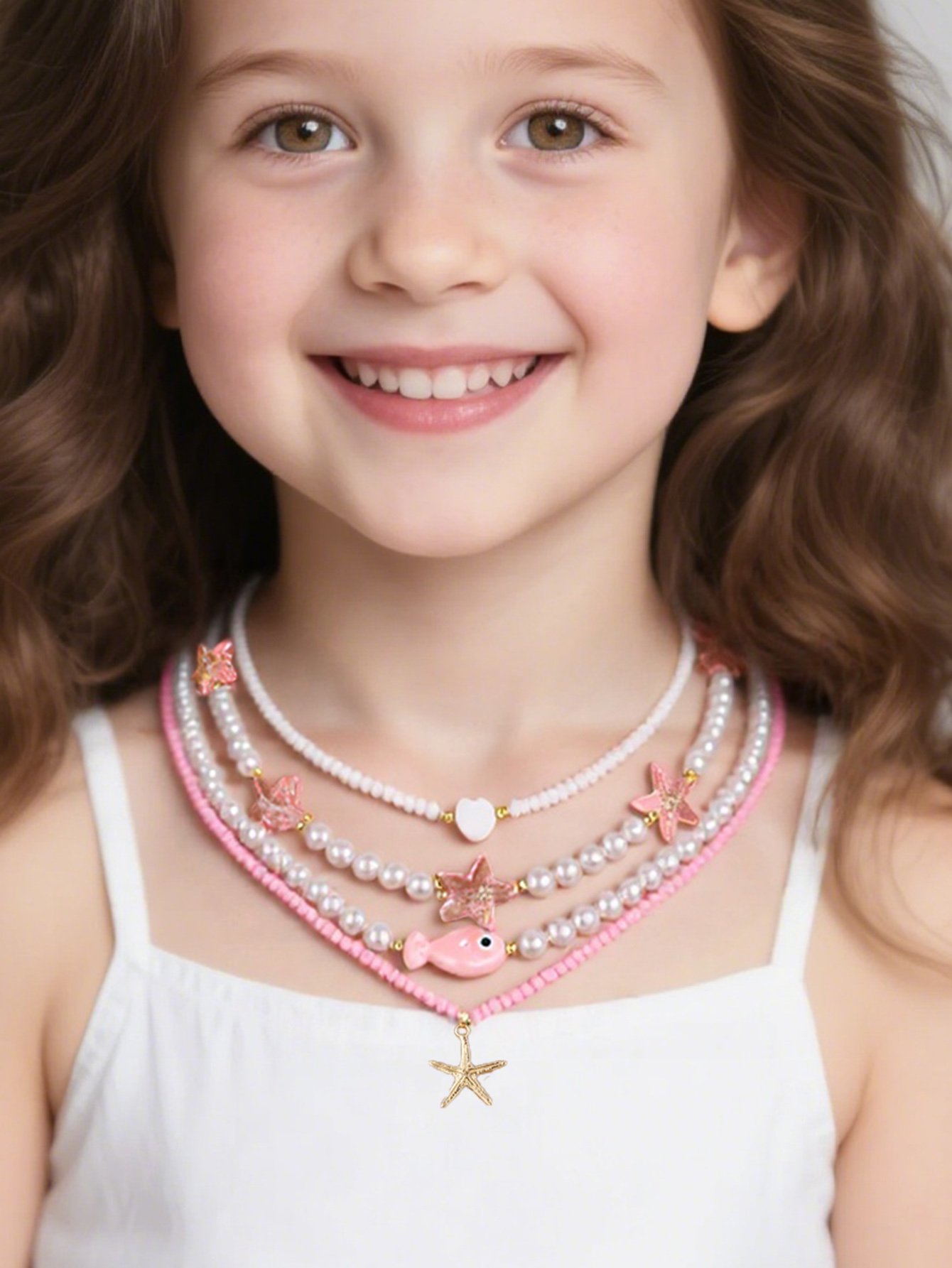 Pack of 4 - Girls Multi-Color Ocean-Themed Pendant Necklaces