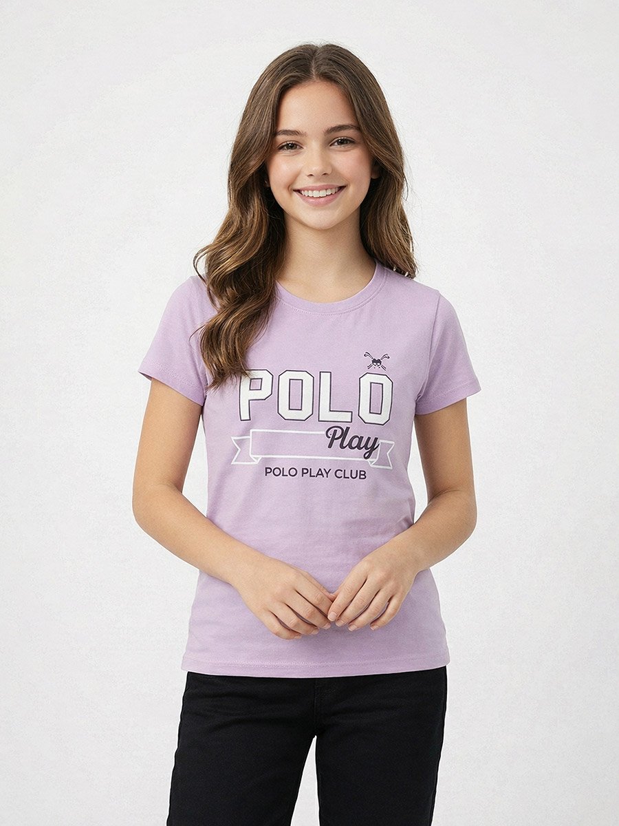 Teen Girls Graphic Logo Crew Neck T-Shirt