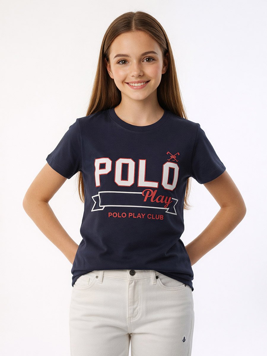 Teen Girls Graphic Logo Crew Neck T-Shirt