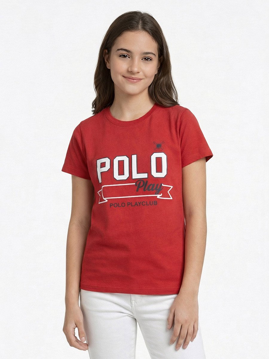 Teen Girls Graphic Logo Crew Neck T-Shirt