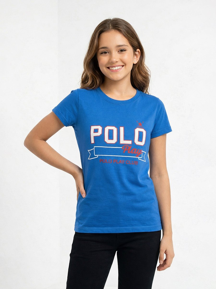 Teen Girls Graphic Logo Crew Neck T-Shirt