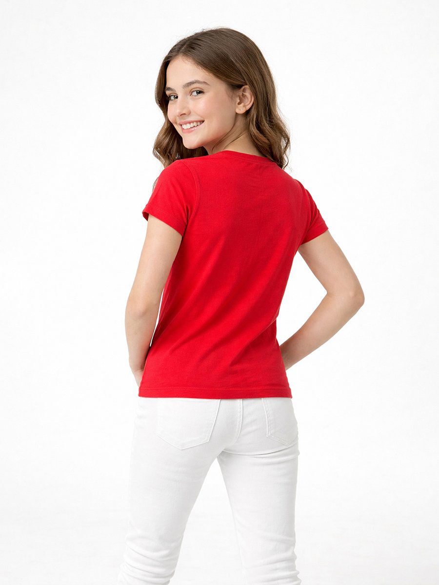 Teen Girls Graphic Logo Crew Neck T-Shirt