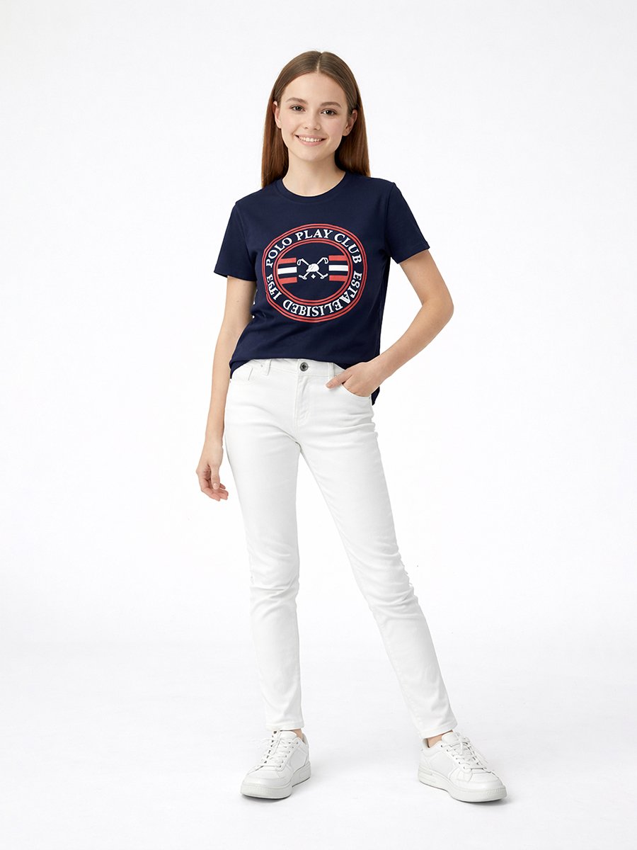 Teen Girls Graphic Logo Crew Neck T-Shirt
