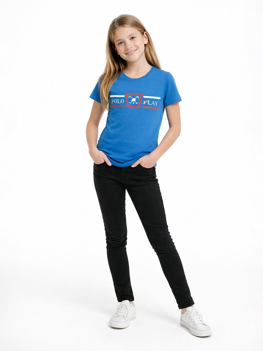 Teen Girls Graphic Logo Crew Neck T-Shirt