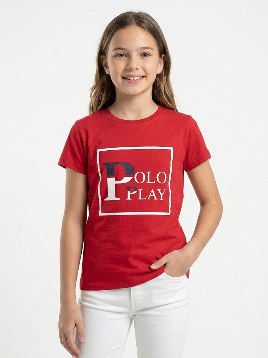 Teen Girls Graphic Logo Crew Neck T-Shirt