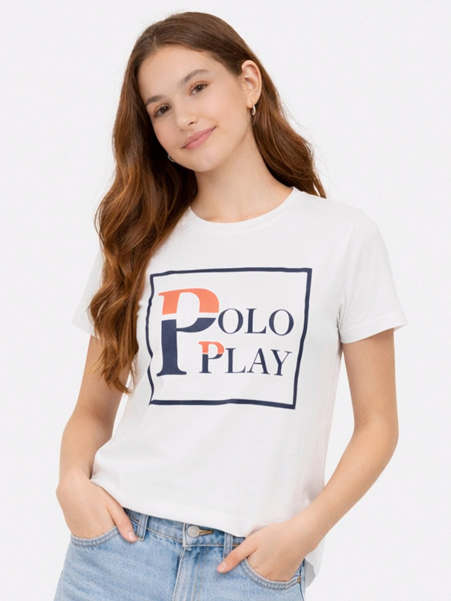 Teen Girls Graphic Logo Crew Neck T-Shirt