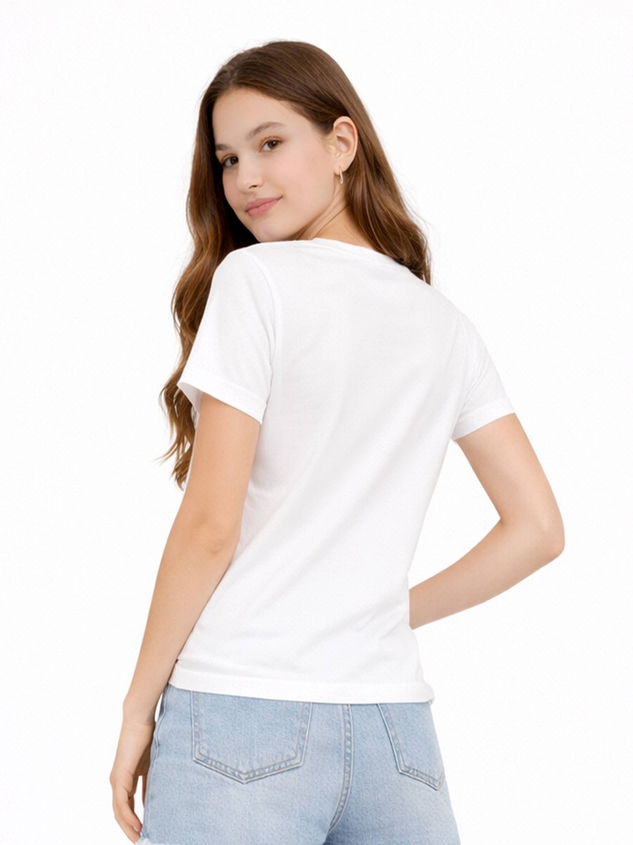 Teen Girls Graphic Logo Crew Neck T-Shirt
