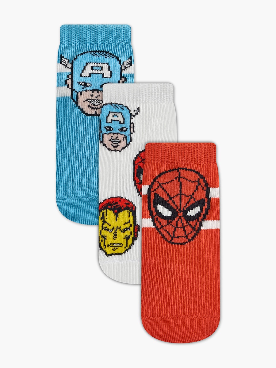 Superhero Print Ankle Length Socks - Set of 3