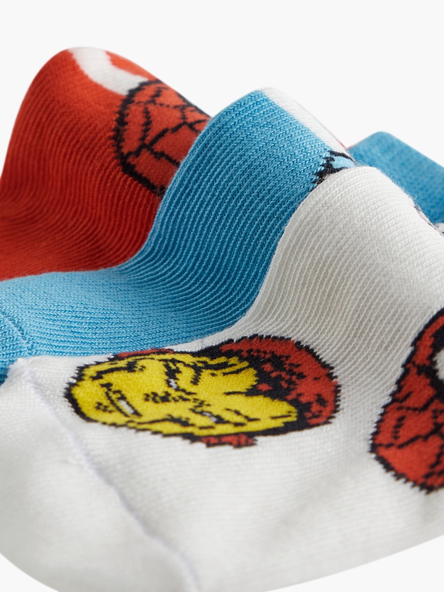 Superhero Print Ankle Length Socks - Set of 3