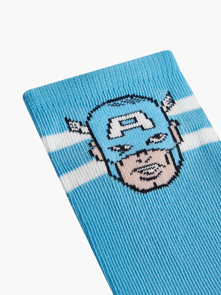 Superhero Print Ankle Length Socks - Set of 3