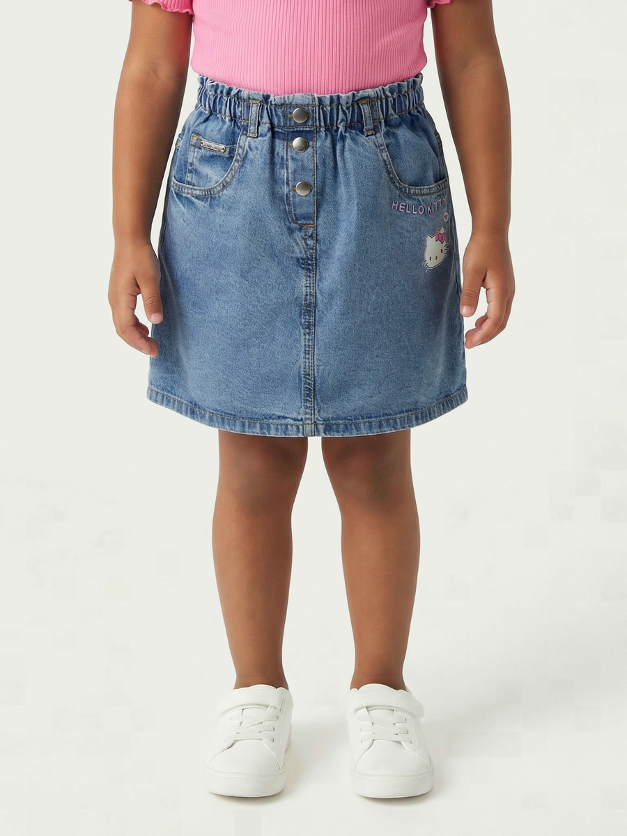 Mini Denim Skirt with Hello Kitty Print