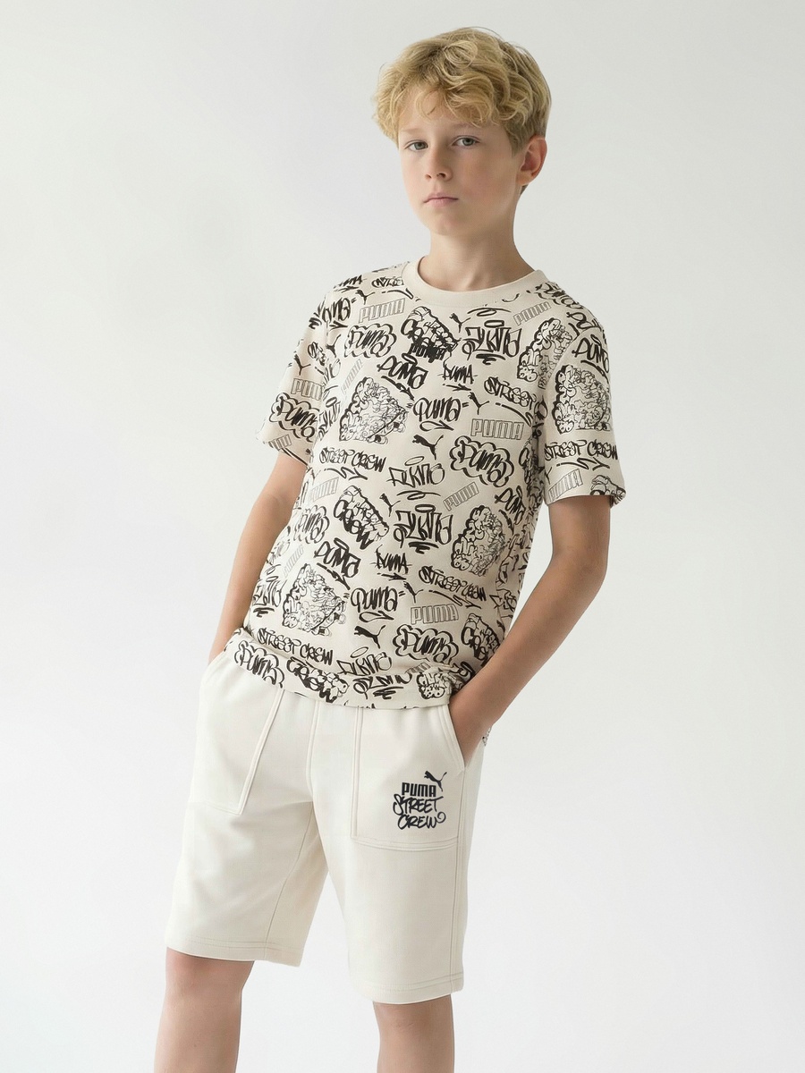 Elastic Waist Shorts with Print