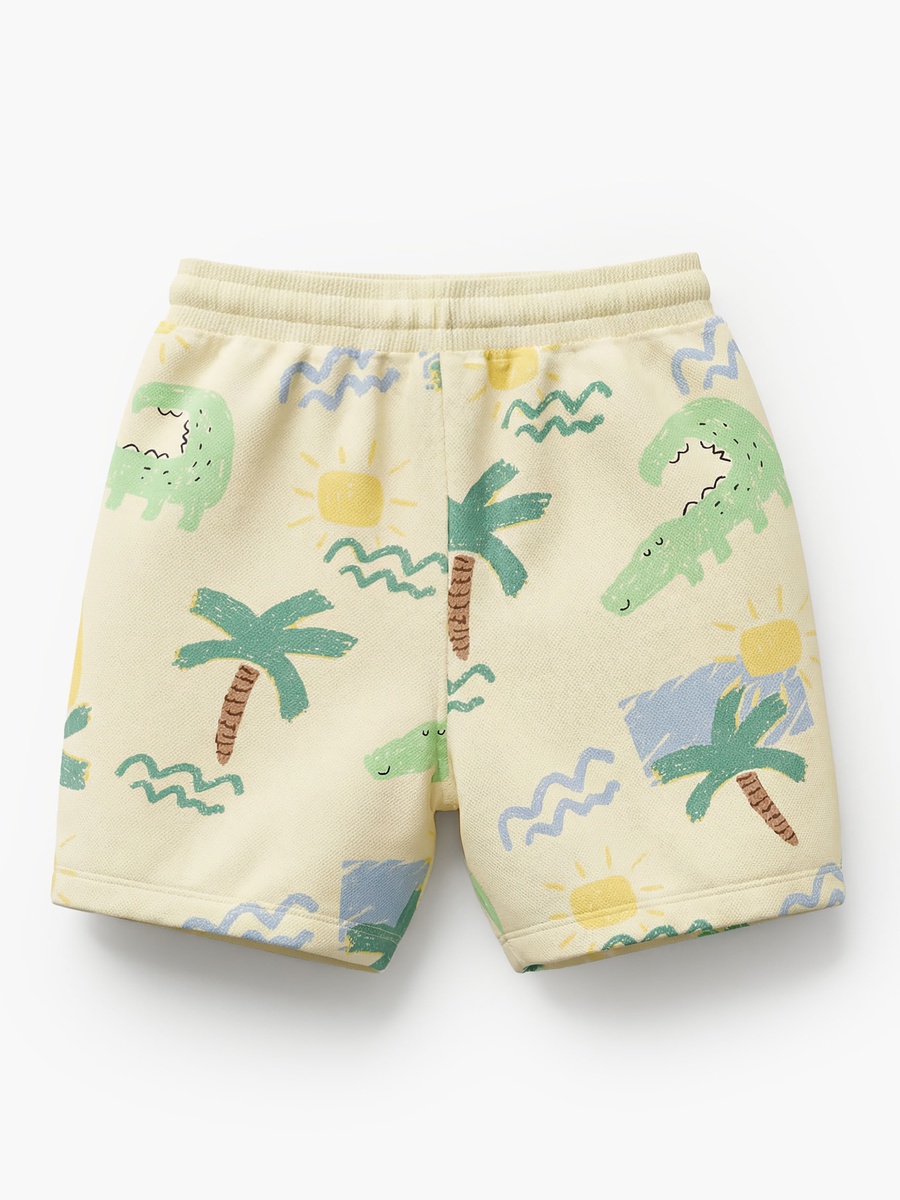 Elasticated Drawstring Waist Shorts with Alligator Print