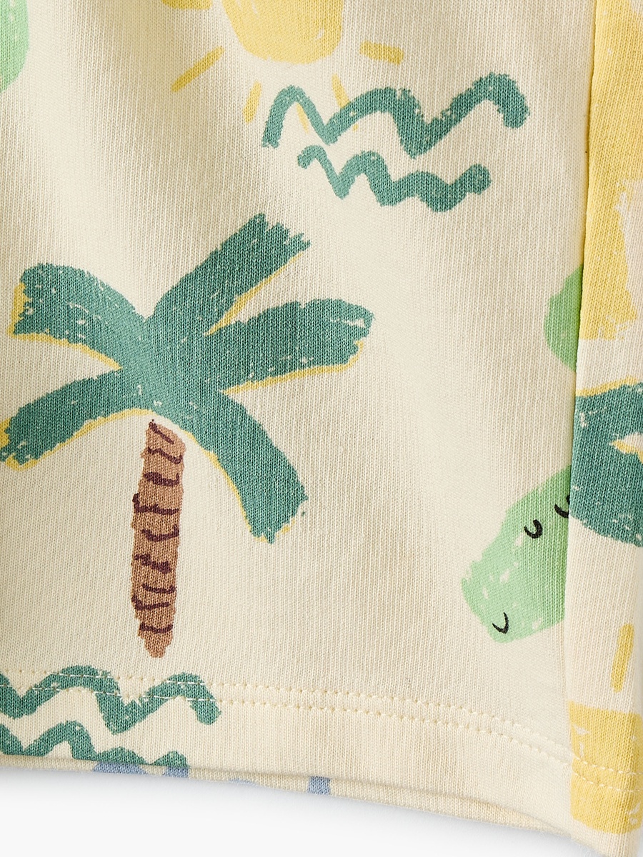 Elasticated Drawstring Waist Shorts with Alligator Print