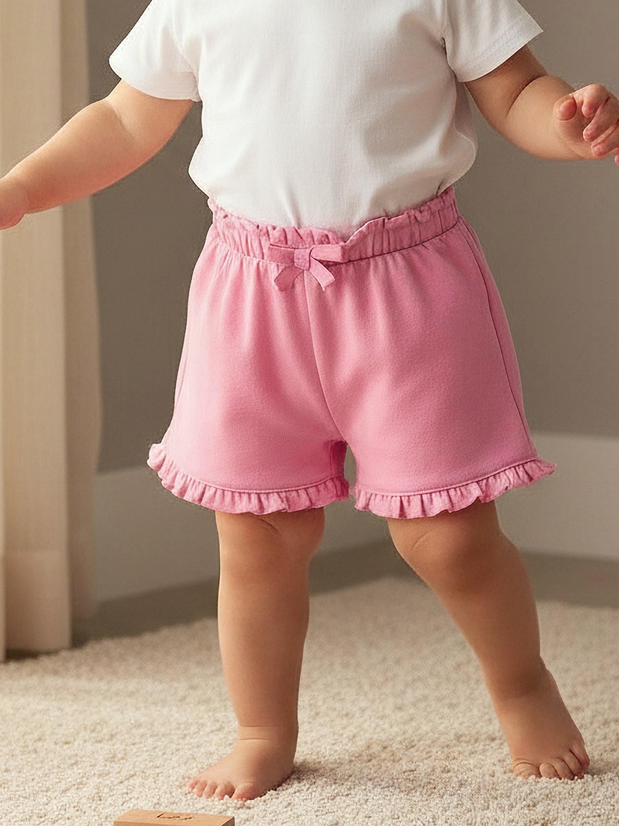 Elasticated Waist Shorts with Ruffle Hem