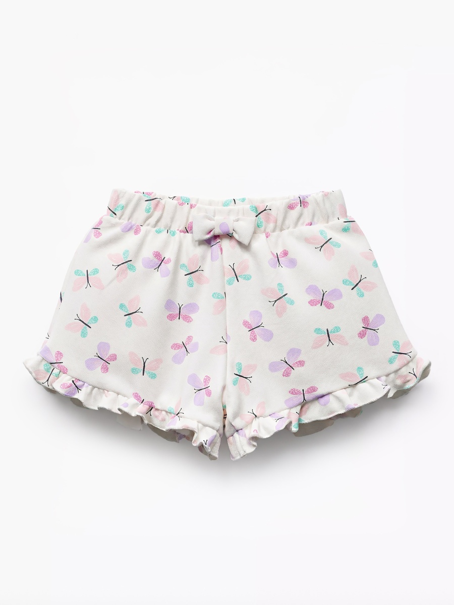 Elasticated Waist Shorts with Butterfly Print