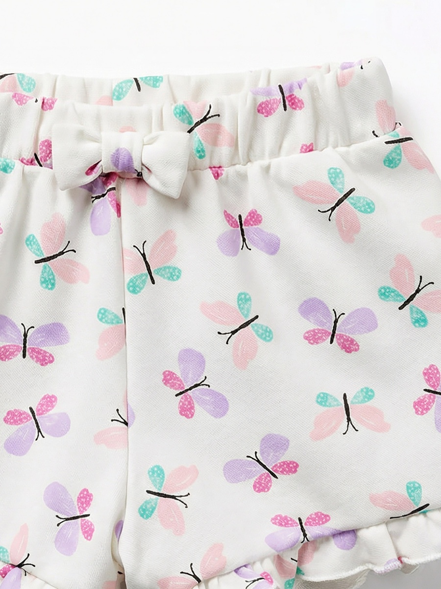 Elasticated Waist Shorts with Butterfly Print