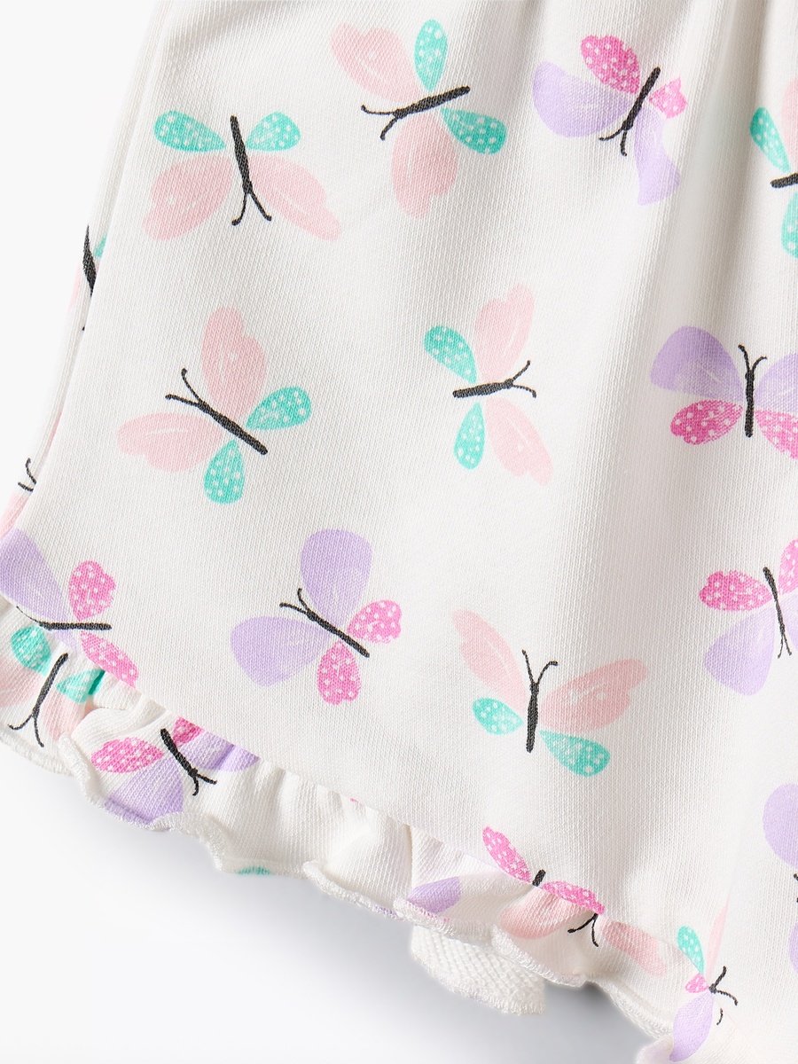 Elasticated Waist Shorts with Butterfly Print