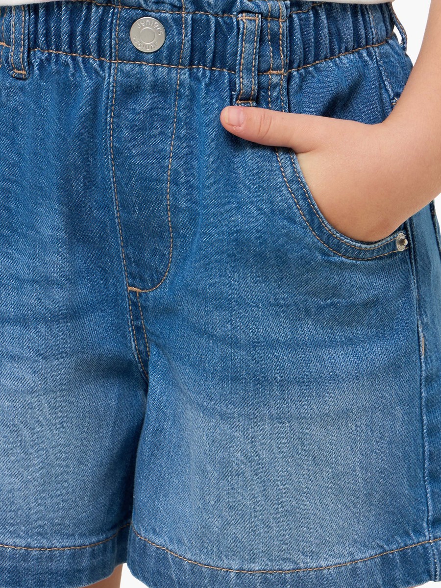 Elasticated Waist Denim Shorts with Pockets