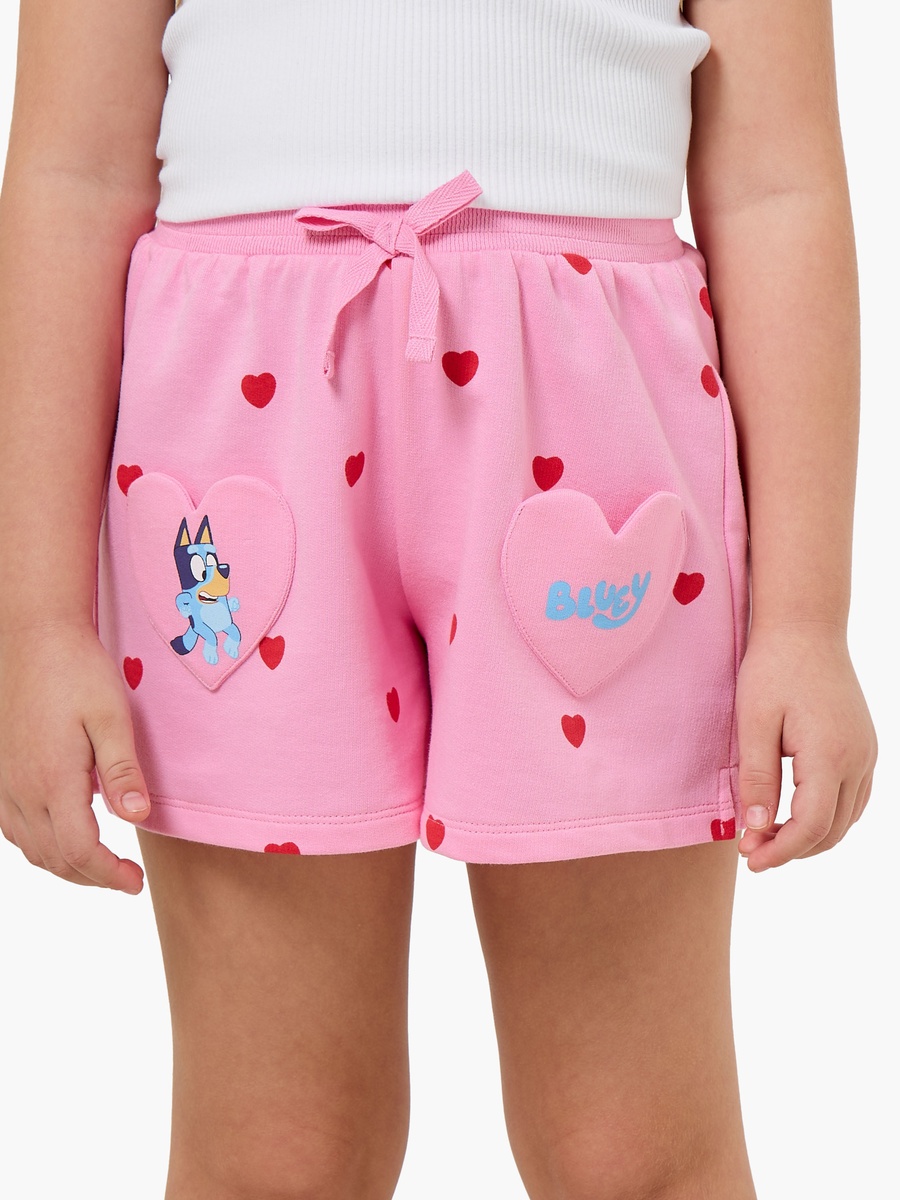 Elasticated Drawstring Waist Shorts with Heart Print