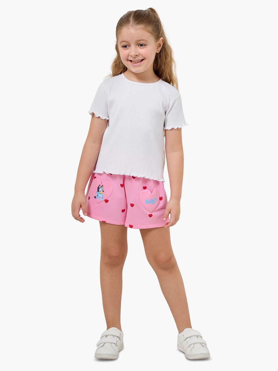 Elasticated Drawstring Waist Shorts with Heart Print