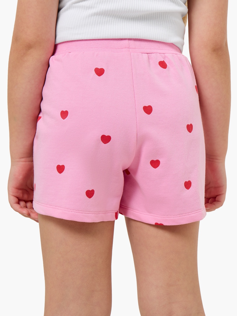 Elasticated Drawstring Waist Shorts with Heart Print